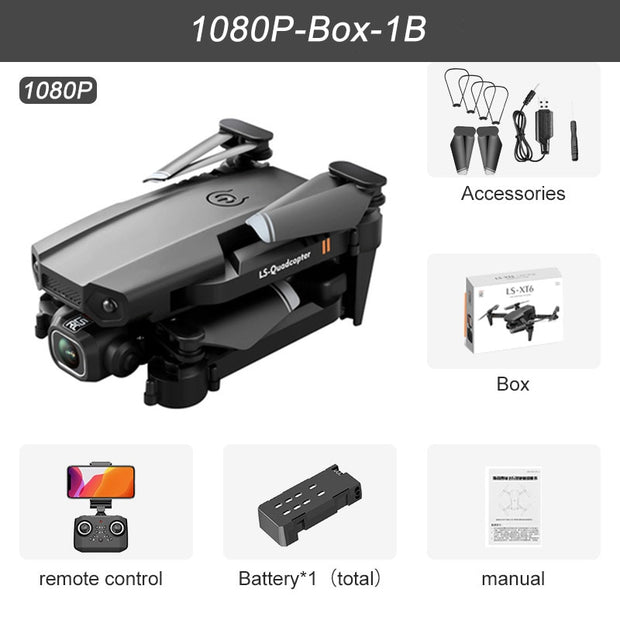 Drone JINHENG XT6 Mini 4K 1080P avec Caméra HD, WiFi FPV, Maintien d'Altitude par Pression d'Air, Quadricoptère Pliable, Jouet RC pour Enfants et Garçons - Cadeau Idéal