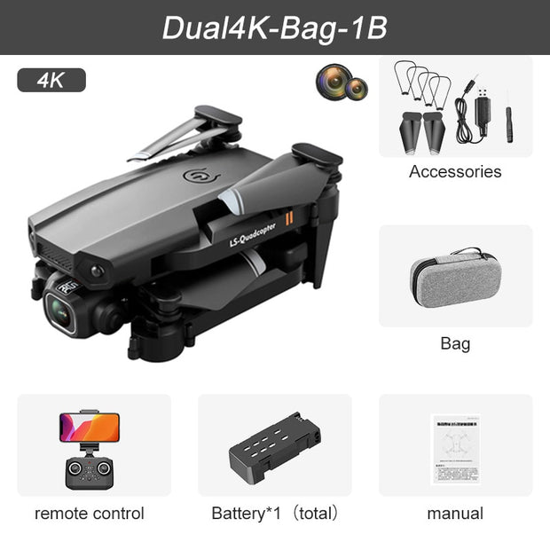 Drone JINHENG XT6 Mini 4K 1080P avec Caméra HD, WiFi FPV, Maintien d'Altitude par Pression d'Air, Quadricoptère Pliable, Jouet RC pour Enfants et Garçons - Cadeau Idéal