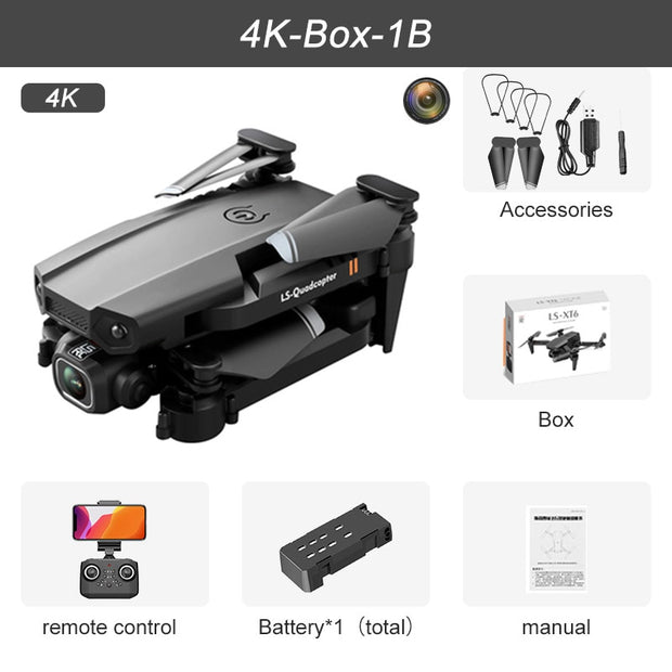 Drone JINHENG XT6 Mini 4K 1080P avec Caméra HD, WiFi FPV, Maintien d'Altitude par Pression d'Air, Quadricoptère Pliable, Jouet RC pour Enfants et Garçons - Cadeau Idéal